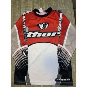 Vintage THOR Motocross Jersey Men's Small Red Long Sleeve Moto Racing Phase 3.0